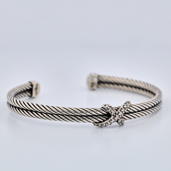 David Yurman X Collection Diamond Cable Station Bracelet, Sterling Silver - Picture 10 of 14